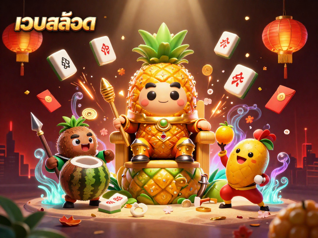 Engage in เว็บสล็อต action with colorful golden creatures amid casino festivities and dynamic game elements.