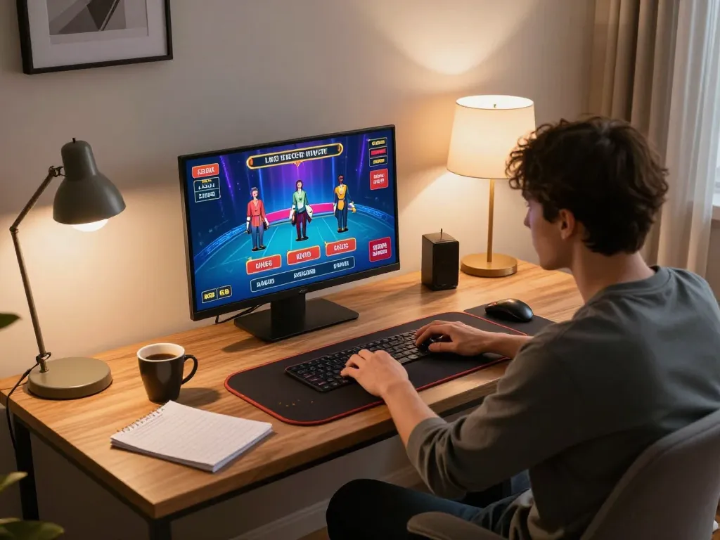 Engaging in a Casino game online with live dealer on laptop, showcasing a comfortable home gaming setup.