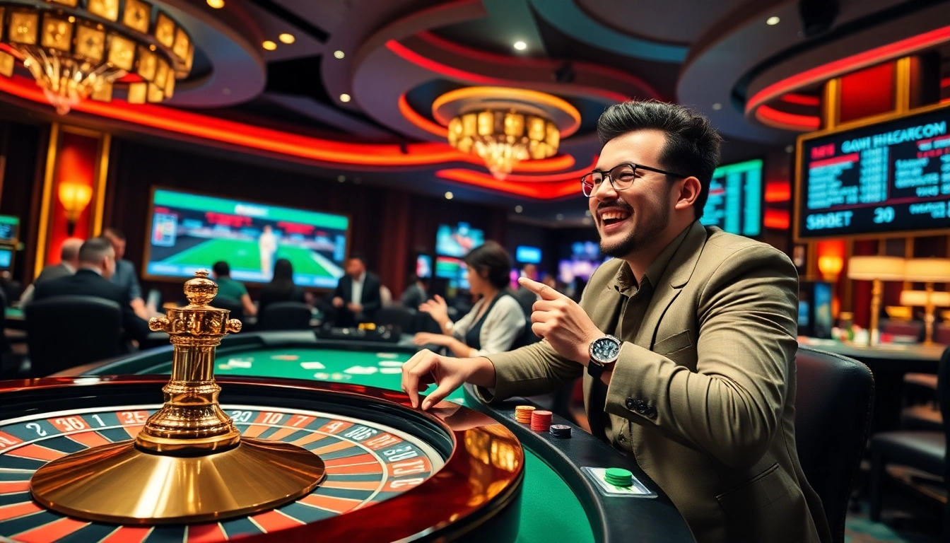 Engaging player immersed at an SBOBET link login table with colorful chips displayed.