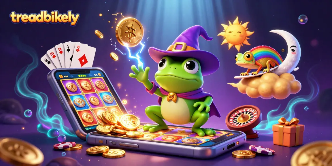 TreadBikely captures the essence of casino fun with a lightning storm of golden coins and vibrant game elements