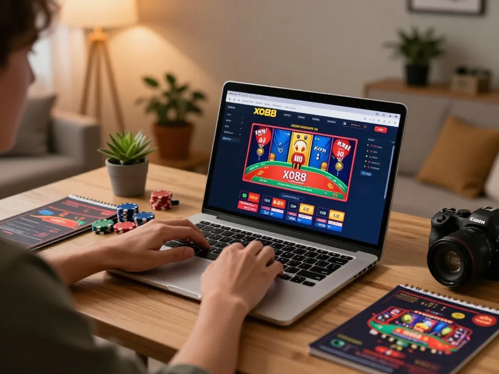 Engaged player enjoying online gaming experience on xo88 with detailed gaming setup.