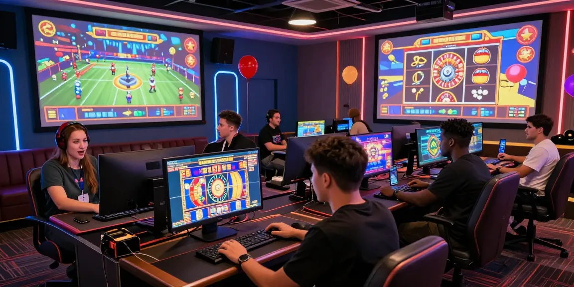 Engaging players enjoying online gaming at credit card casinos with https://dea.org.uk logos visible, showcasing vibrant casino action and diverse gameplay.