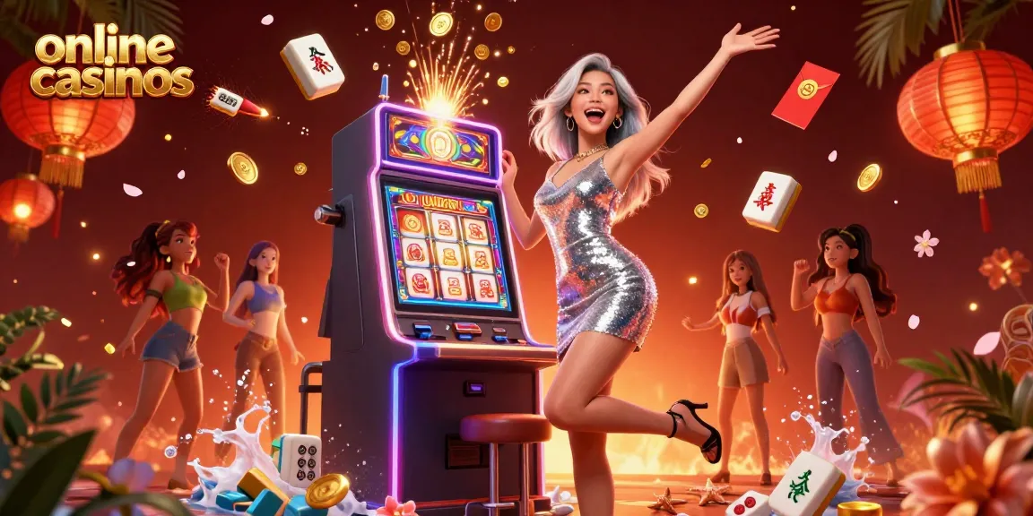 Experience thrilling moments at online casinos with a celebratory jackpot scene featuring vibrant visuals.