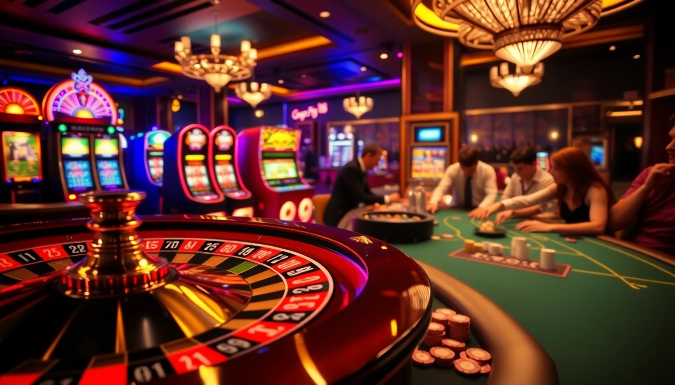 Exciting gambling action at Go 88 casino with roulette and poker games.