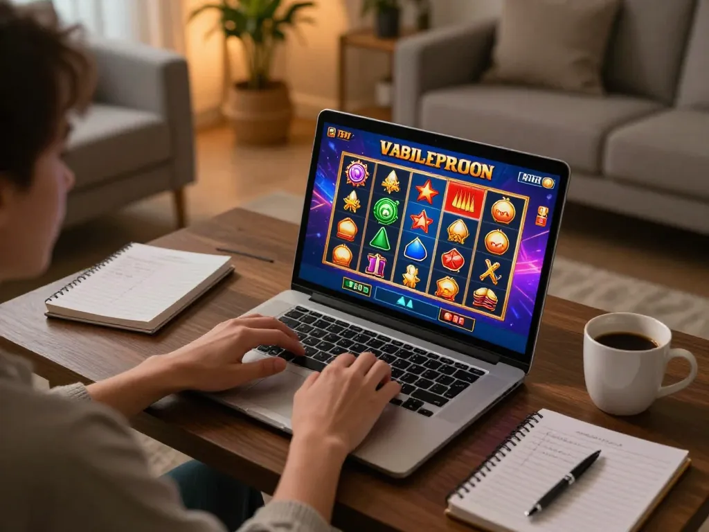 Playing casino games on 789f from a cozy home setup with strategy notes.