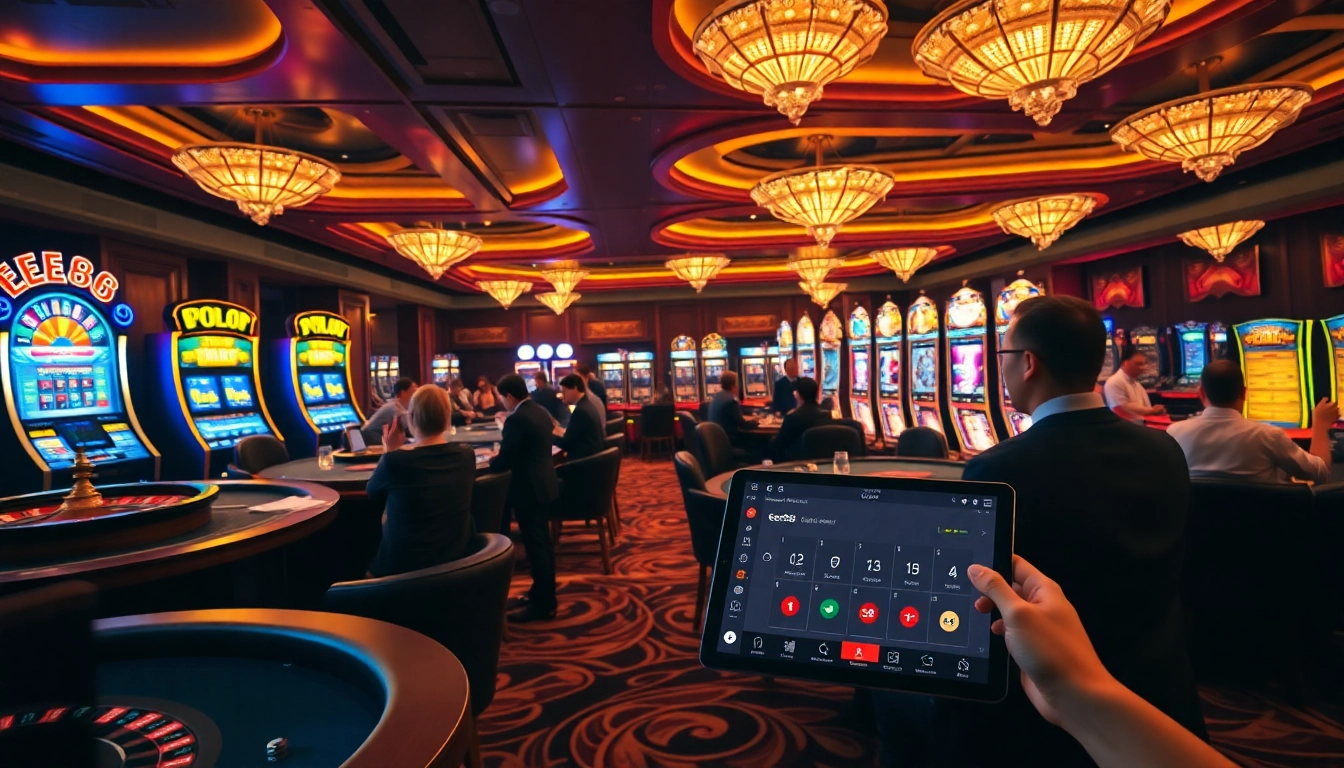 Gamblers enjoying an enthusiastic game session at ee88 with various rich casino elements.
