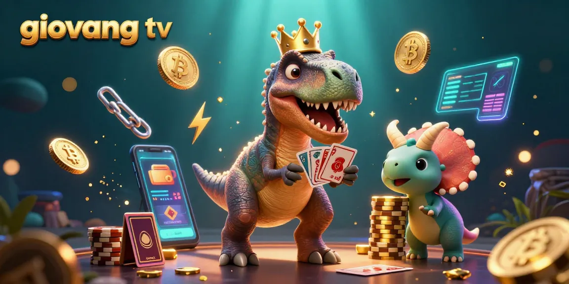 Engage with giovang tv's thrilling gambling scene featuring a T-Rex and friends in a vivid casino setting.