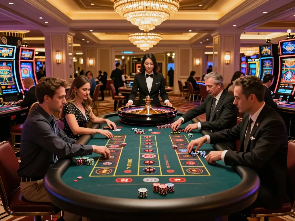 Players engaging at the roulette table in a vibrant trang casino atmosphere, highlighting excitement and strategy.