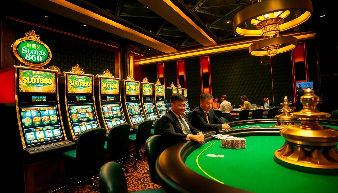 Experience the thrill of เว็บตรง SLOT888 in a vibrant casino filled with luxurious slot machines and exciting gameplay.