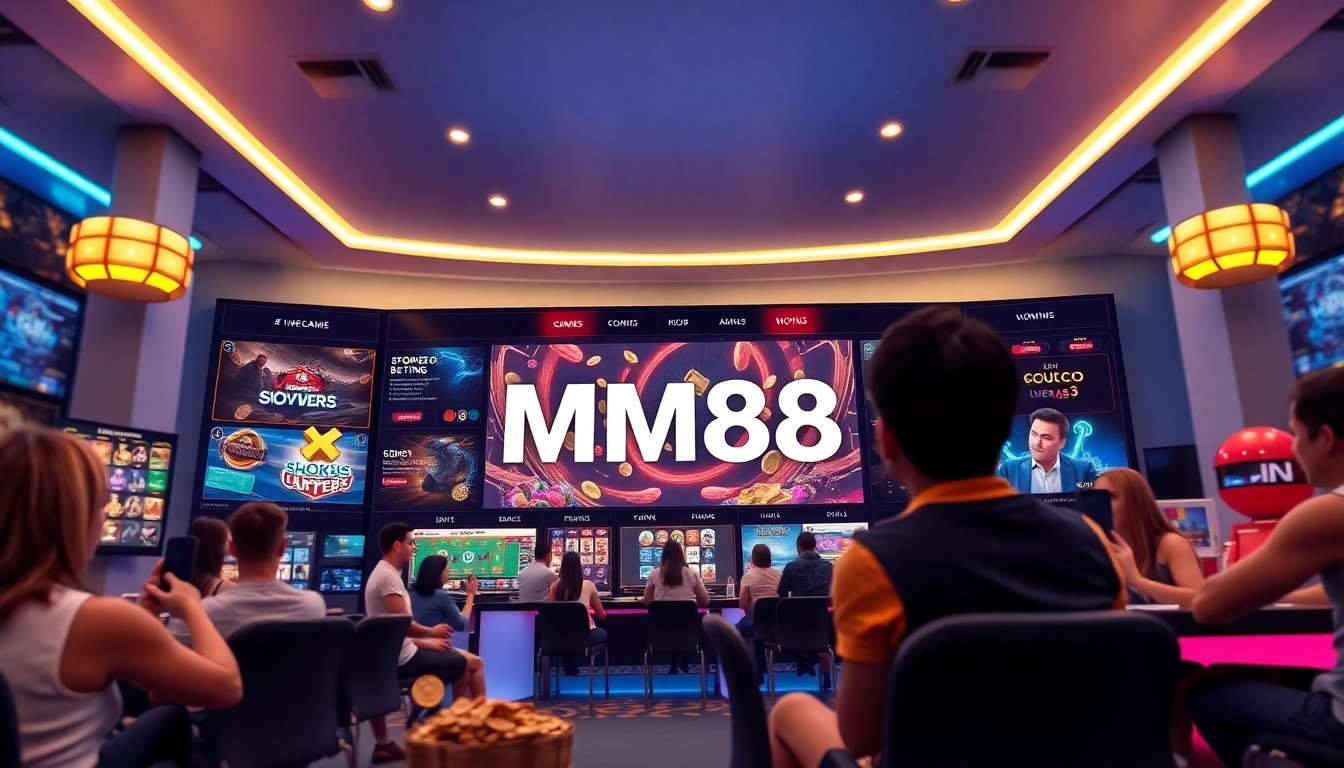 Explore the MM88 vibrant online gaming interface showcasing slots and sports betting excitement.
