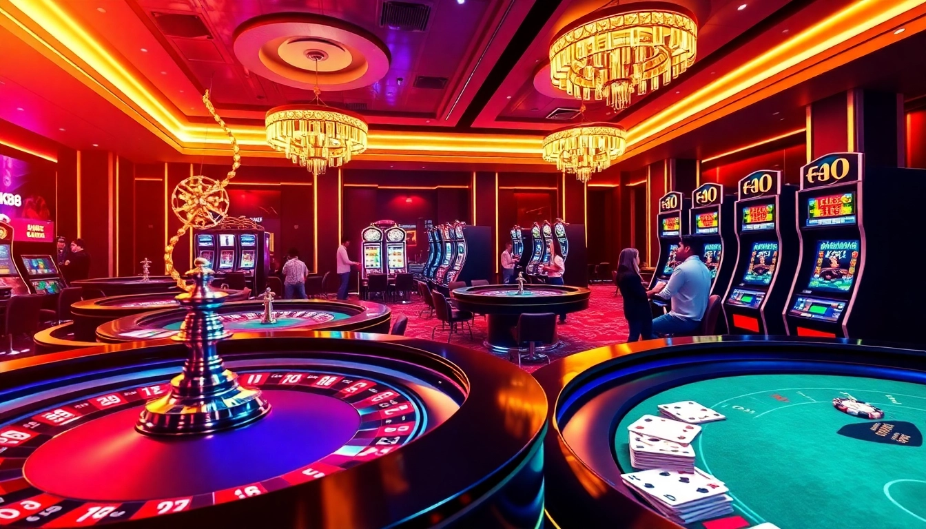 Experience thrilling gameplay at NK88 with vibrant casino tables and exciting slot machines.