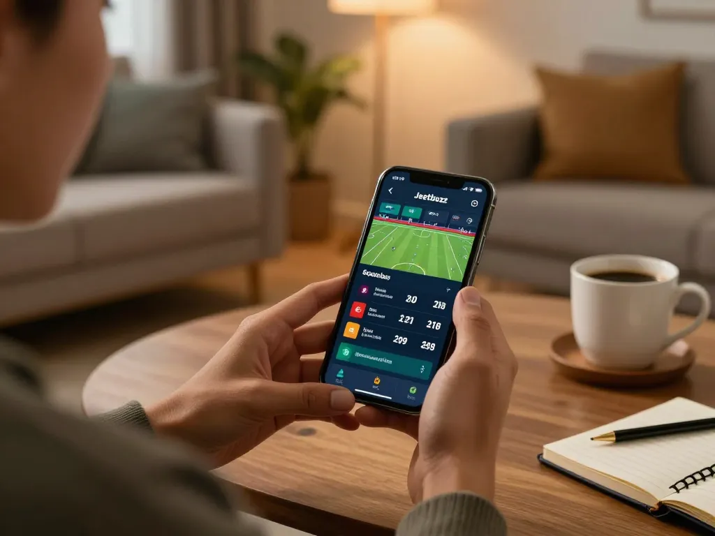 User placing bets using the Jeetbuzz App on a smartphone, showcasing the exciting features of mobile gambling.