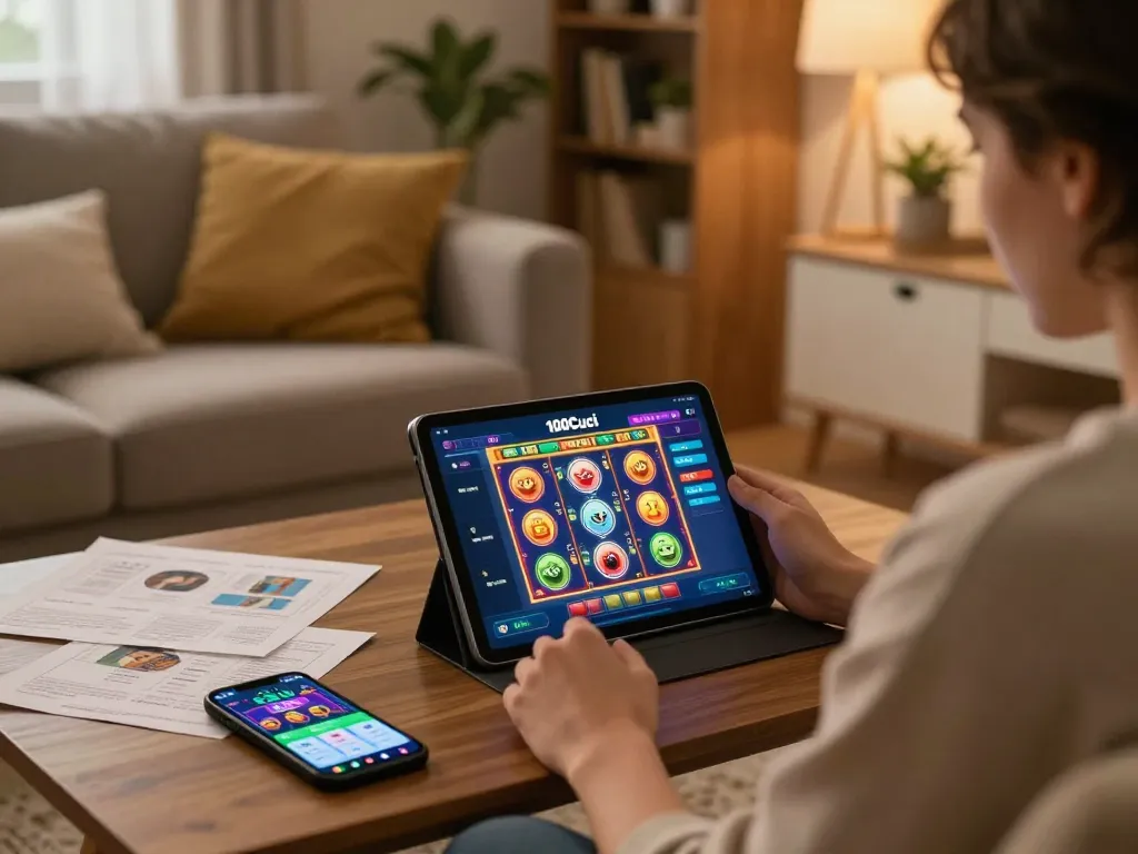 Klaim kredit percuma rm50 sambil menikmati slot dalam talian di tablet dalam suasana rumah yang selesa