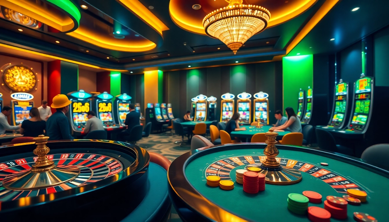 Experience the excitement of 33win casino with vibrant gaming tables and luxurious ambiance.