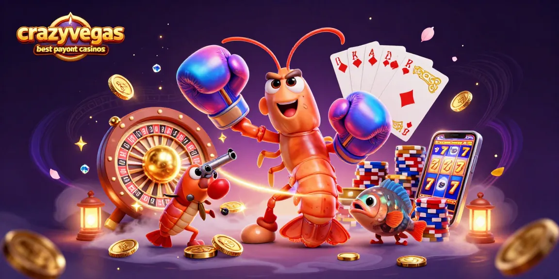 Engage with crazyvegas best payout casinos featuring vibrant 3D characters and dynamic casino elements in a rich setting.