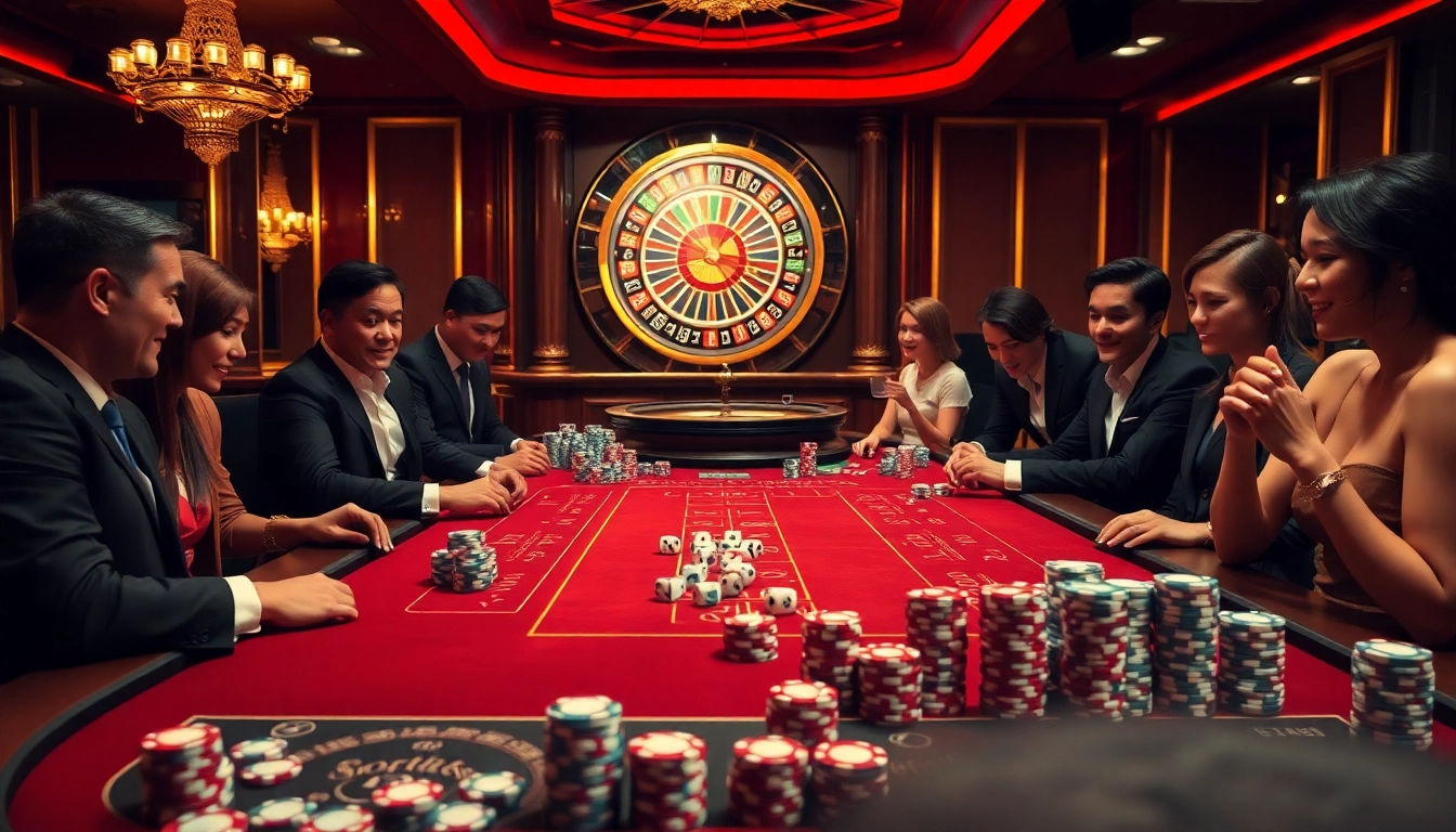 Engage with kqbd's thrilling casino atmosphere, featuring players actively betting at a baccarat table.