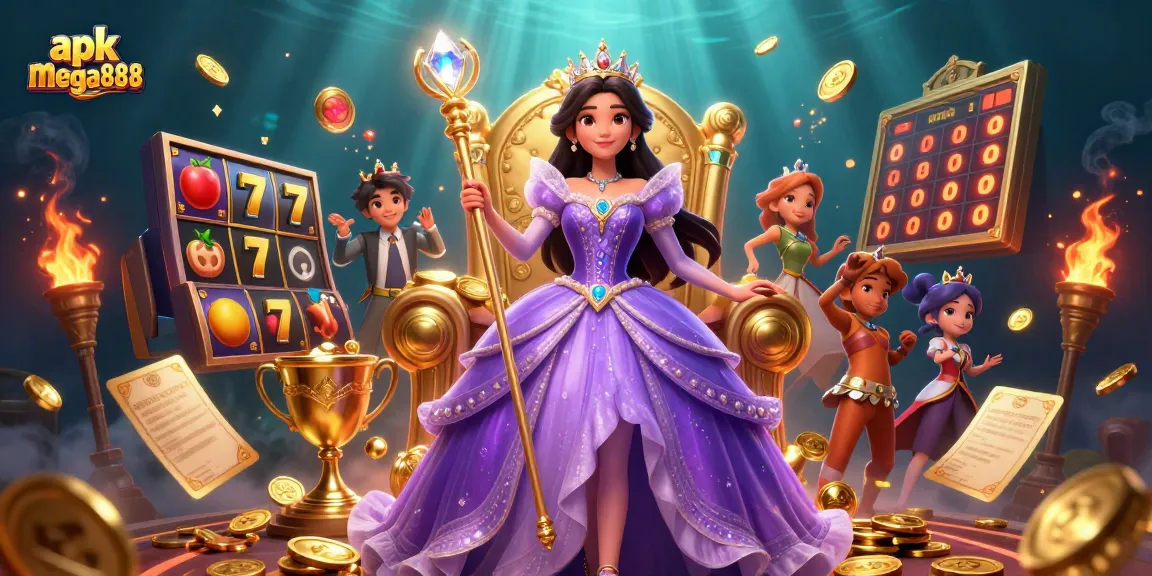 Terlibat dalam permainan menarik dengan apk mega888, menampilkan elemen slot dinamik dan watak glamor.