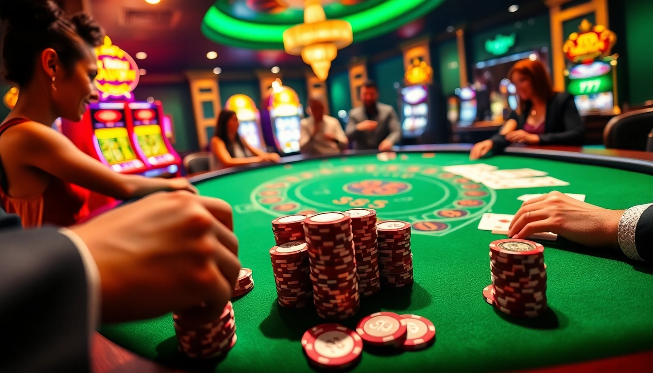 Experience game 98win with players enjoying a vibrant blackjack setup and casino ambiance.