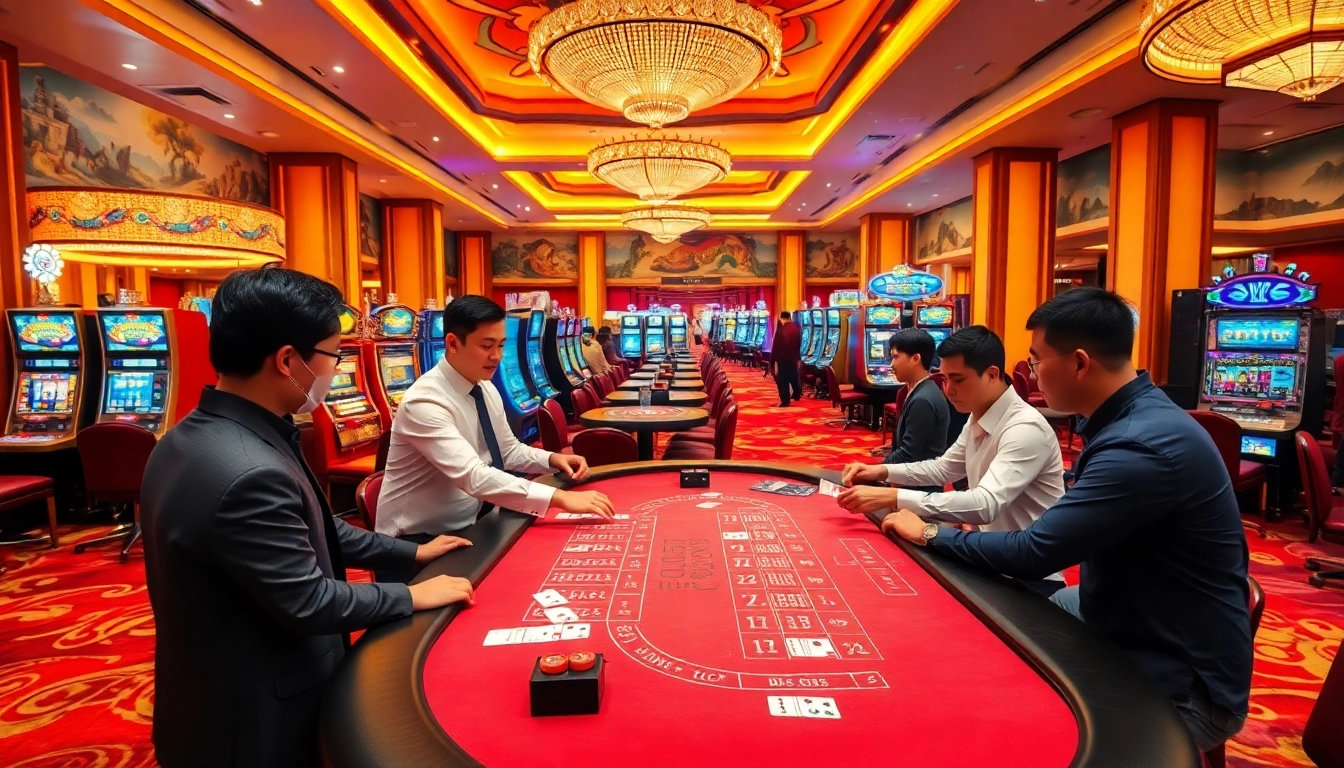Experience the thrill of a Singapore Casino Site with players enjoying blackjack at a vibrant table.
