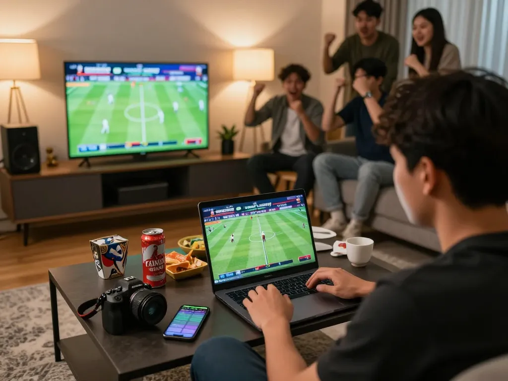 Bet on judi bola piala dunia with friends reviewing live betting odds during FIFA World Cup 2026.