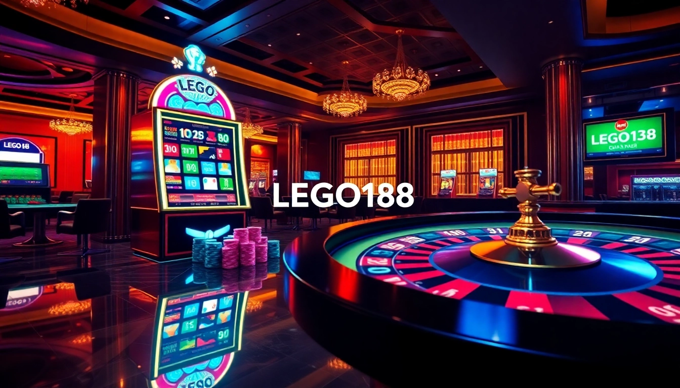 Players enjoying a thrilling slot game at LEGO138 casino, surrounded by colorful chips.