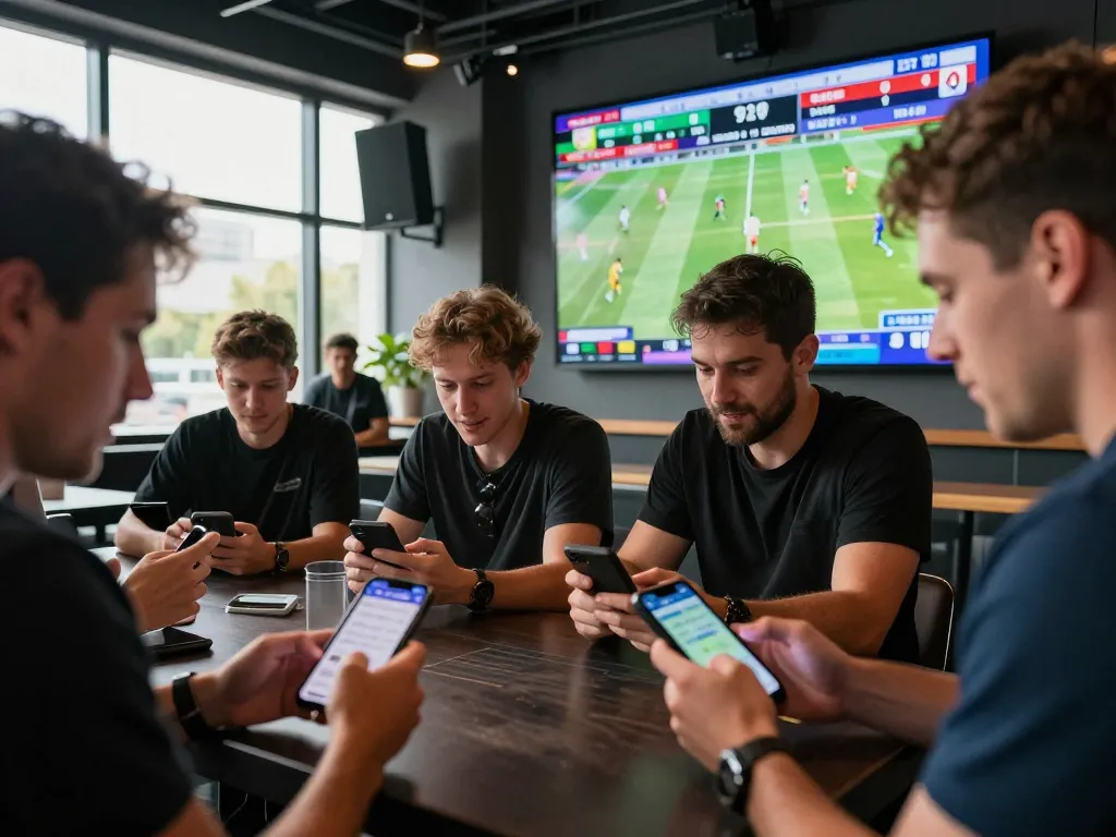 Bsport users engaging in exciting live sports betting, analyzing odds and placing bets during a competitive sports event.