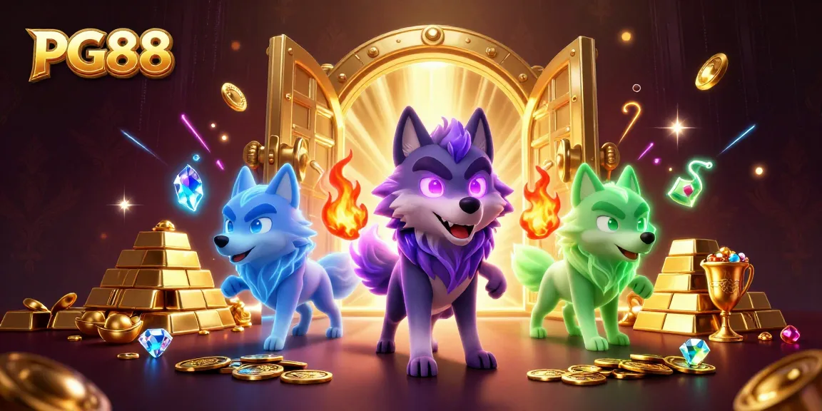 Experience the excitement of PG88 casino with thrilling wolf characters and treasure elements.