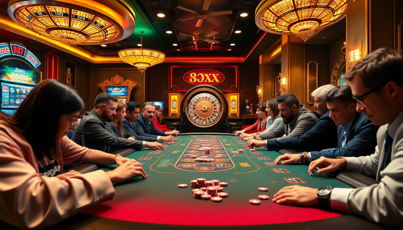 Experience the thrill of link 8xx gaming at a luxurious casino with poker tables and vibrant roulette.