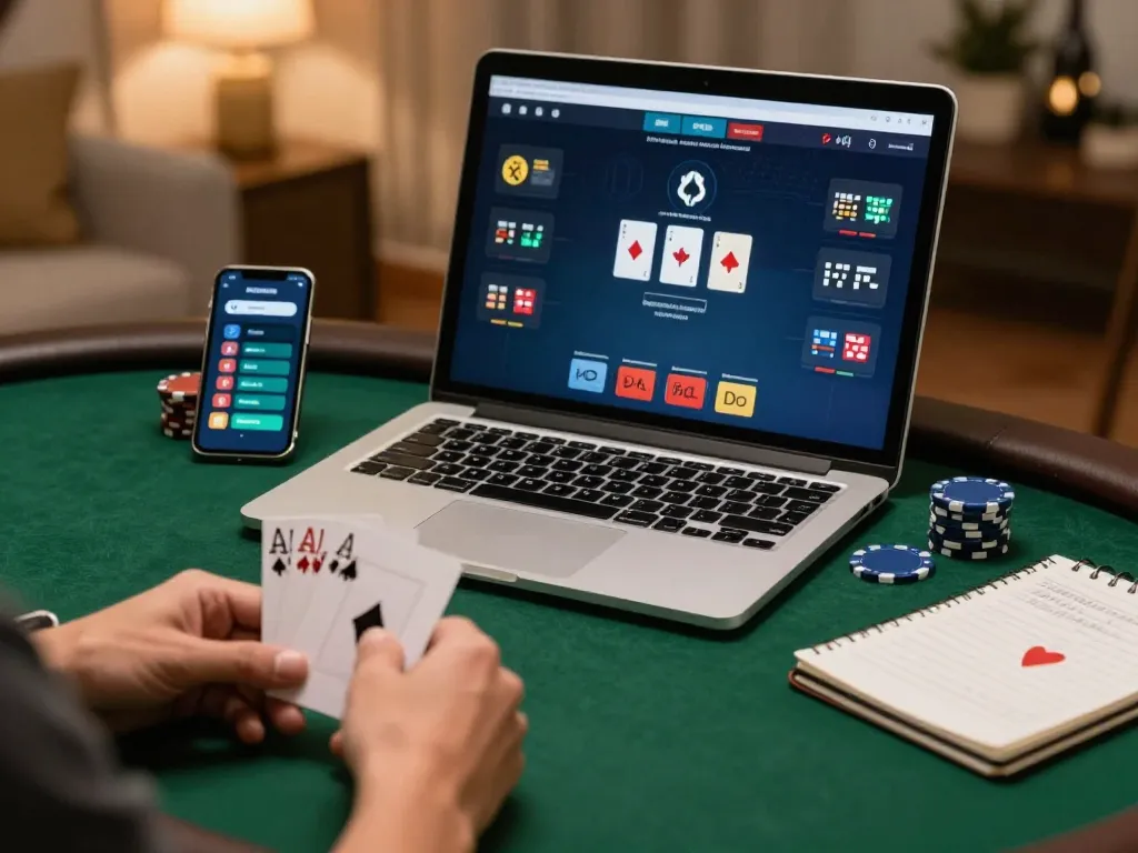 Experience thrilling gameplay at trang chủ 45678 with engaged players enjoying online poker in a cozy home.