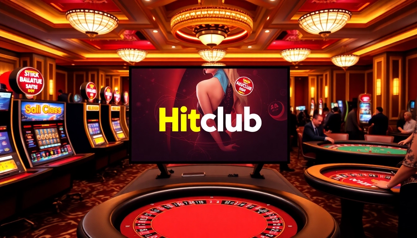 Hitclub players enjoying an upscale casino experience with poker and roulette tables