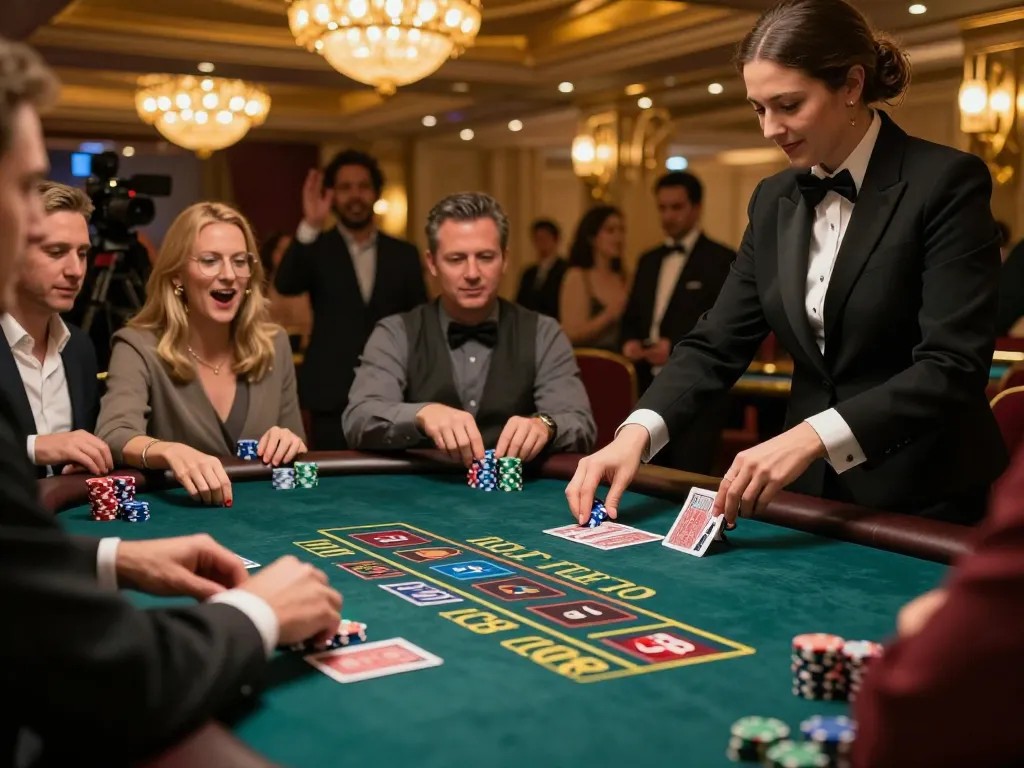 The excitement of a winning hand at the blackjack table, showcasing the vibrant atmosphere of the 789 CLUB casino night.