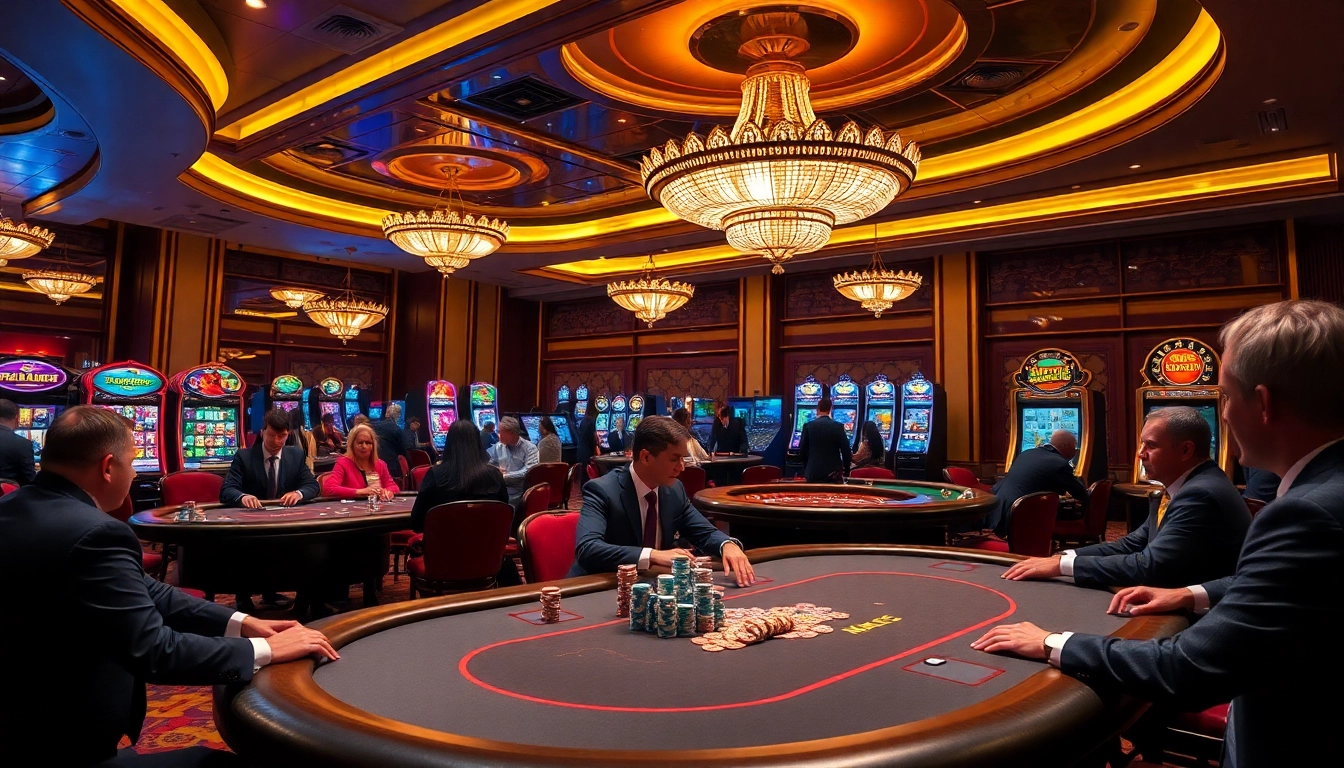 Players engaging in high-stakes poker at the luxurious MM OO casino experience.