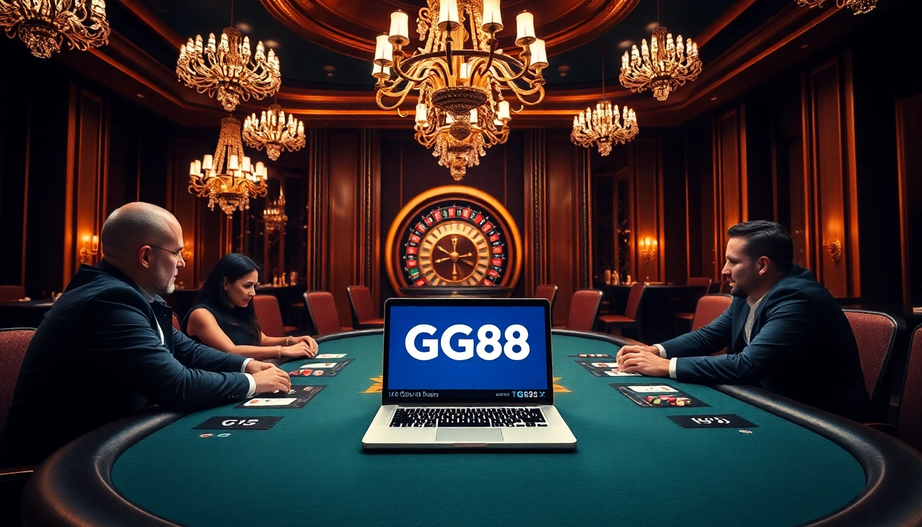 Engage with thrilling gameplay on https://gg88com.pro/ at a luxury casino poker table.