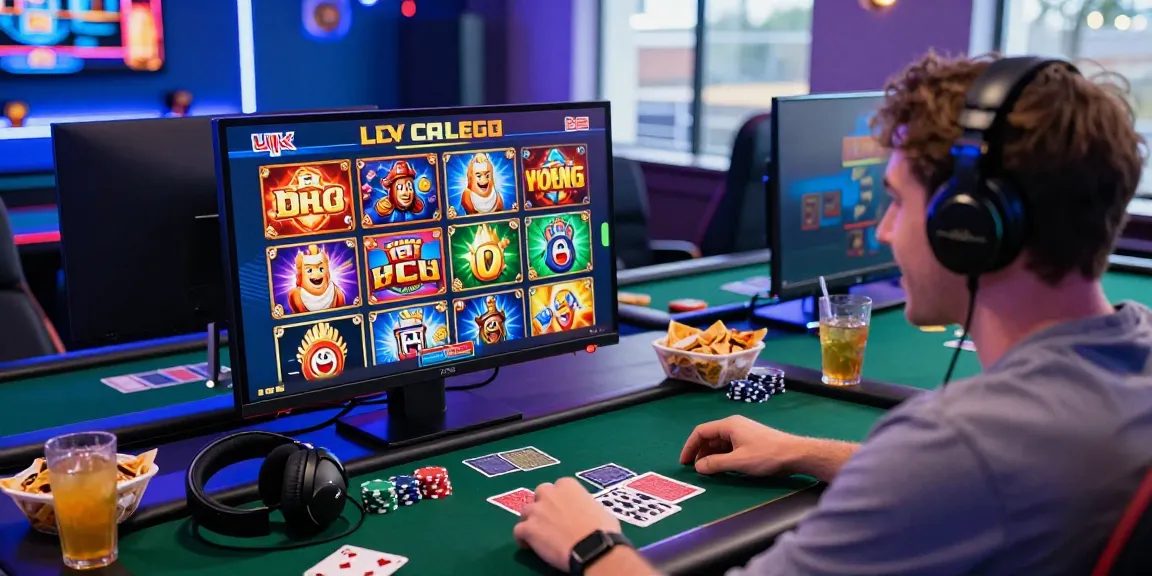 Exciting gaming setup featuring new UK slot sites with colorful graphics and gaming accessories.