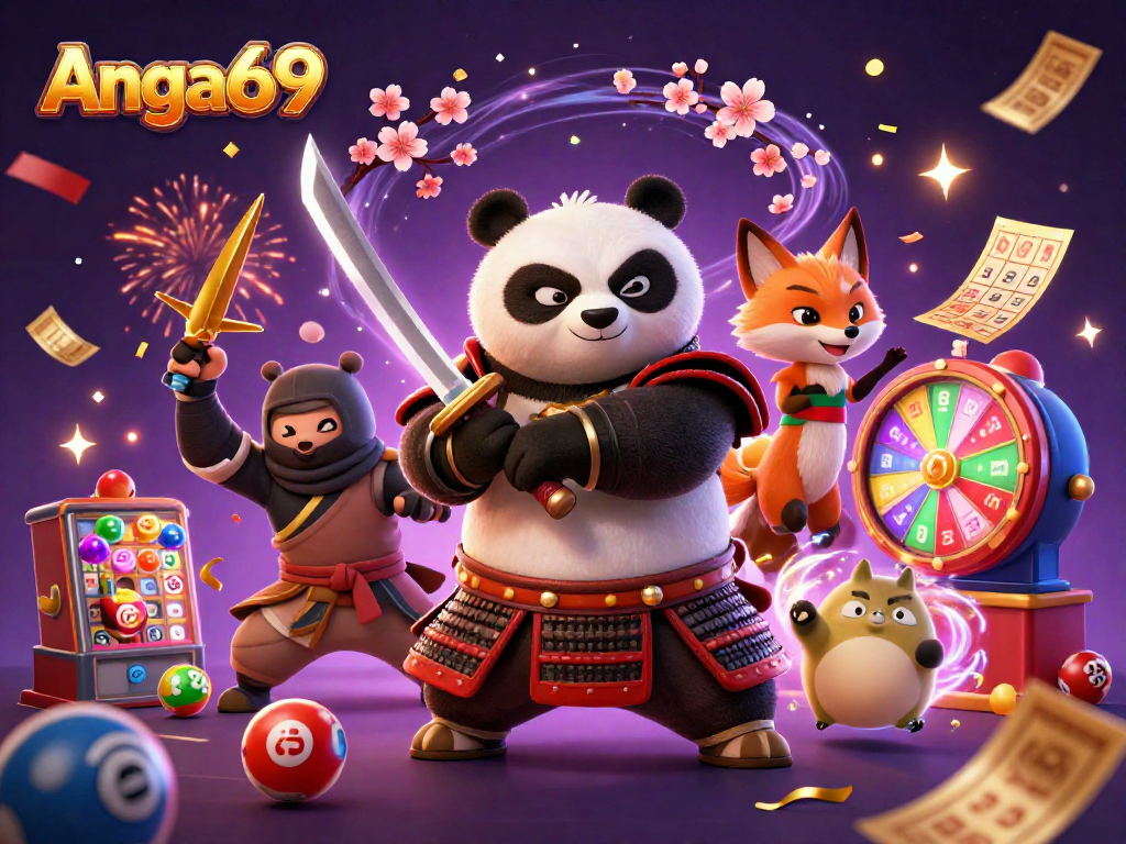 Angka69 delivers thrilling slots with exciting gameplay, showcased by dynamic characters and vibrant lottery elements.