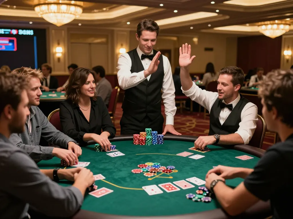 Players enjoying a thrilling game of poker at RR888 casino, showcasing chips and intense gameplay atmosphere