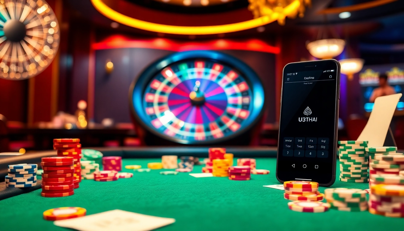Experience thrilling gameplay at https://u31thai.app/ with vibrant poker chips and roulette in action.