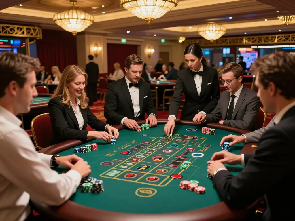 Players engaging in exciting roulette gameplay at PLANET88 casino with colorful chips and warm ambiance.