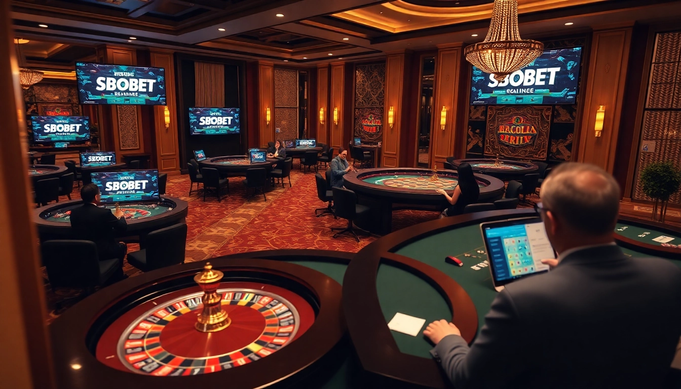 Experience the excitement of betting at SBOBET's luxurious online casino with vibrant games and interactive interfaces.