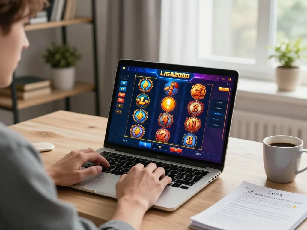 LIGA2000 player engaging with online slots for an exciting and responsible gaming experience.