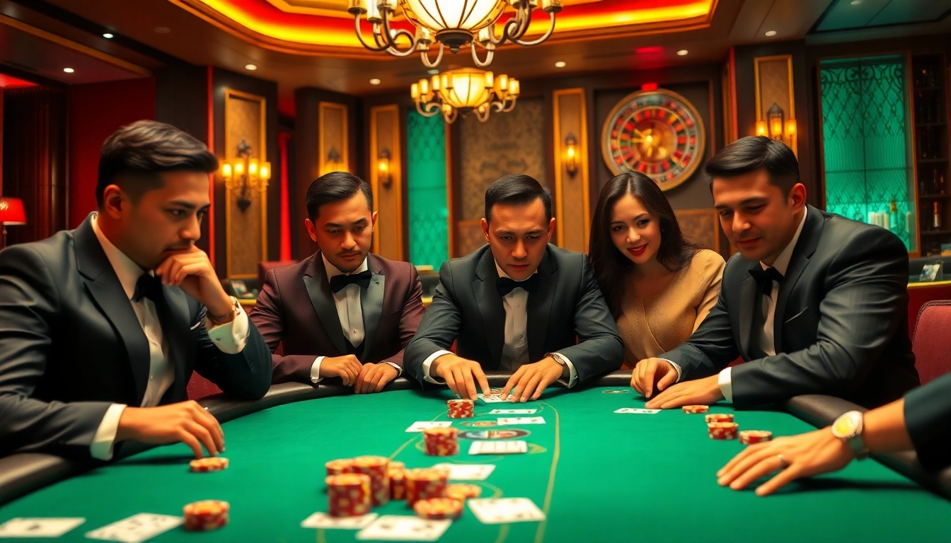 Experience the thrill of betting at DAGA88 with elegant poker tables and vibrant gaming atmosphere.