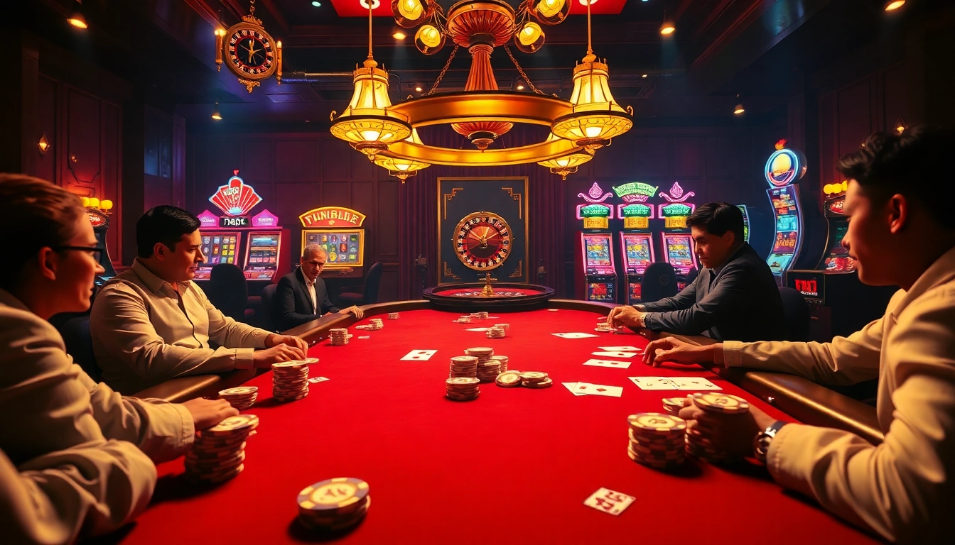 Players engage at a vibrant casino table focused on winning at https://luck88.bar/ with chips, cards, and excitement.
