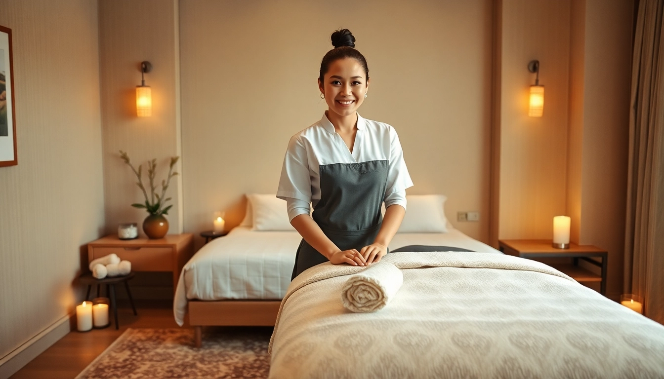 Experience exceptional 수원출장마사지 with a young Thai therapist in a calming, inviting hotel room.