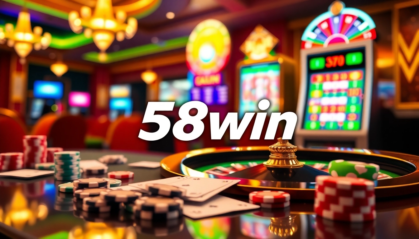 Experience exhilarating gaming at 58win with vibrant casino tables and interactive slot machines.