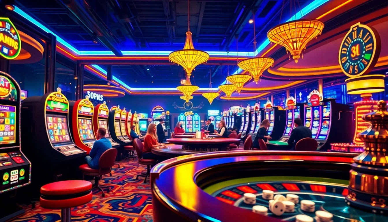 Experience the excitement of idnslot games with vibrant slot machines and thrilling casino atmosphere.