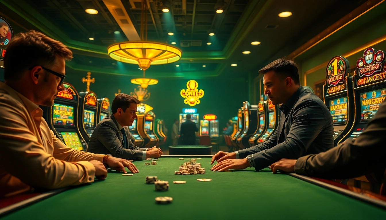 Experience thrilling gameplay with AT99 at a bustling casino filled with stylish decor.