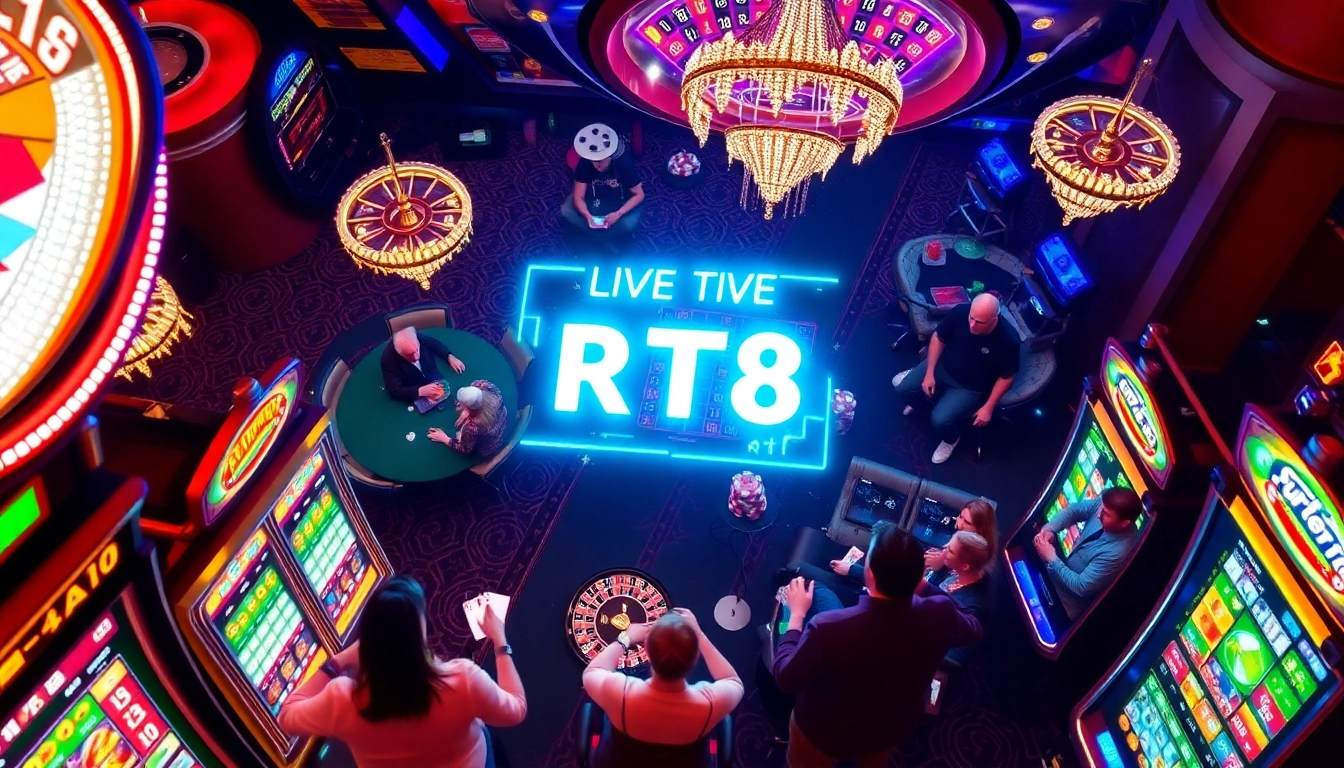 Exciting gamblers engaging at Pragmatic Play slot machines in a luxurious casino.