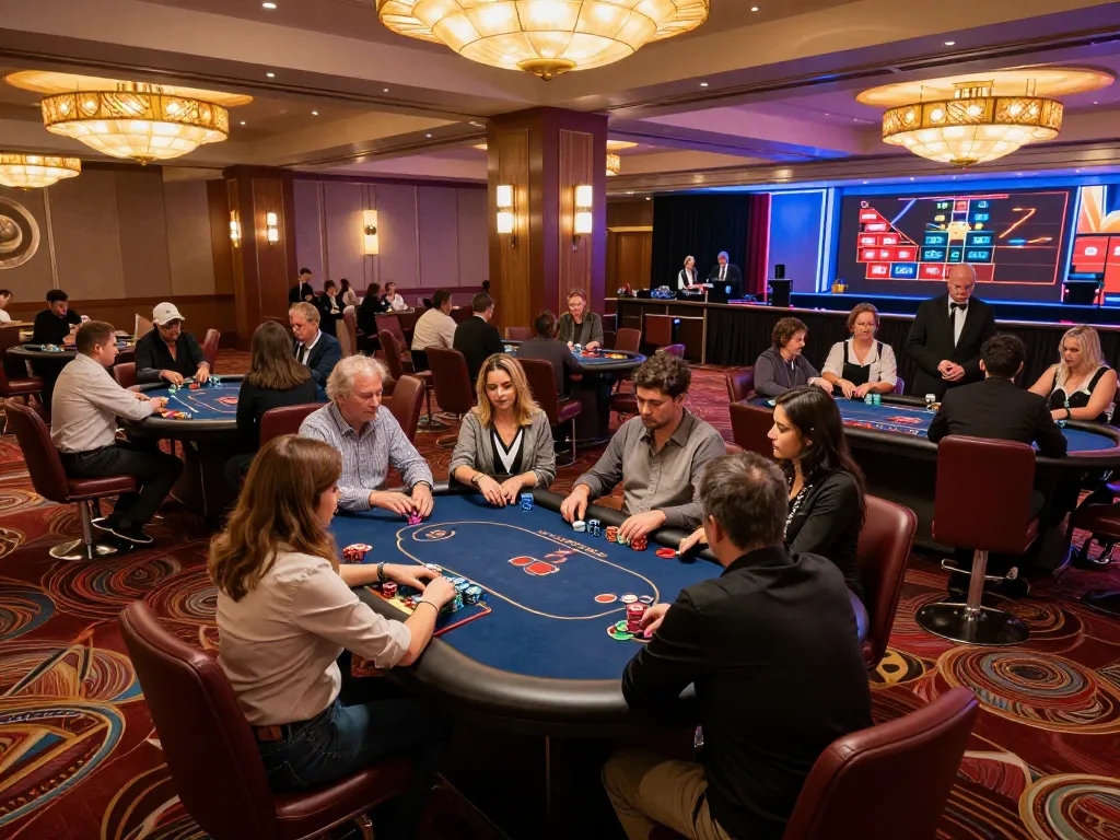 Players enjoying thrilling poker games at okking casino with vibrant atmosphere and expert dealers.