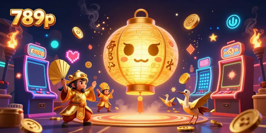 Experience the excitement of 789p with golden symbols and vibrant casino elements in a stunning digital art.