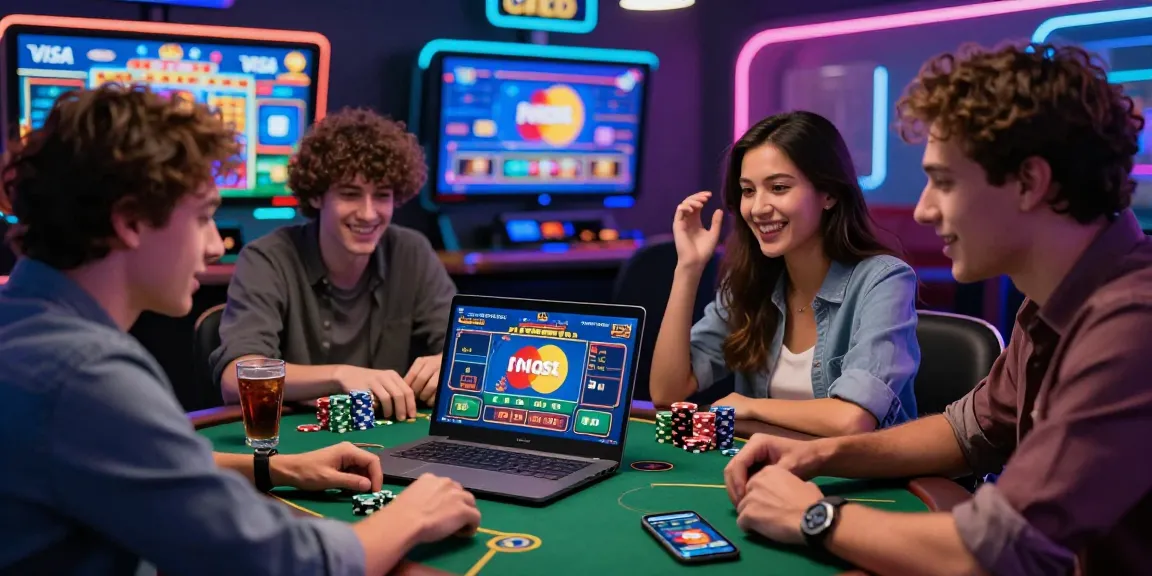 Exciting moment at scoarch.org.uk's credit card casino featuring players enjoying games with Visa and Mastercard.